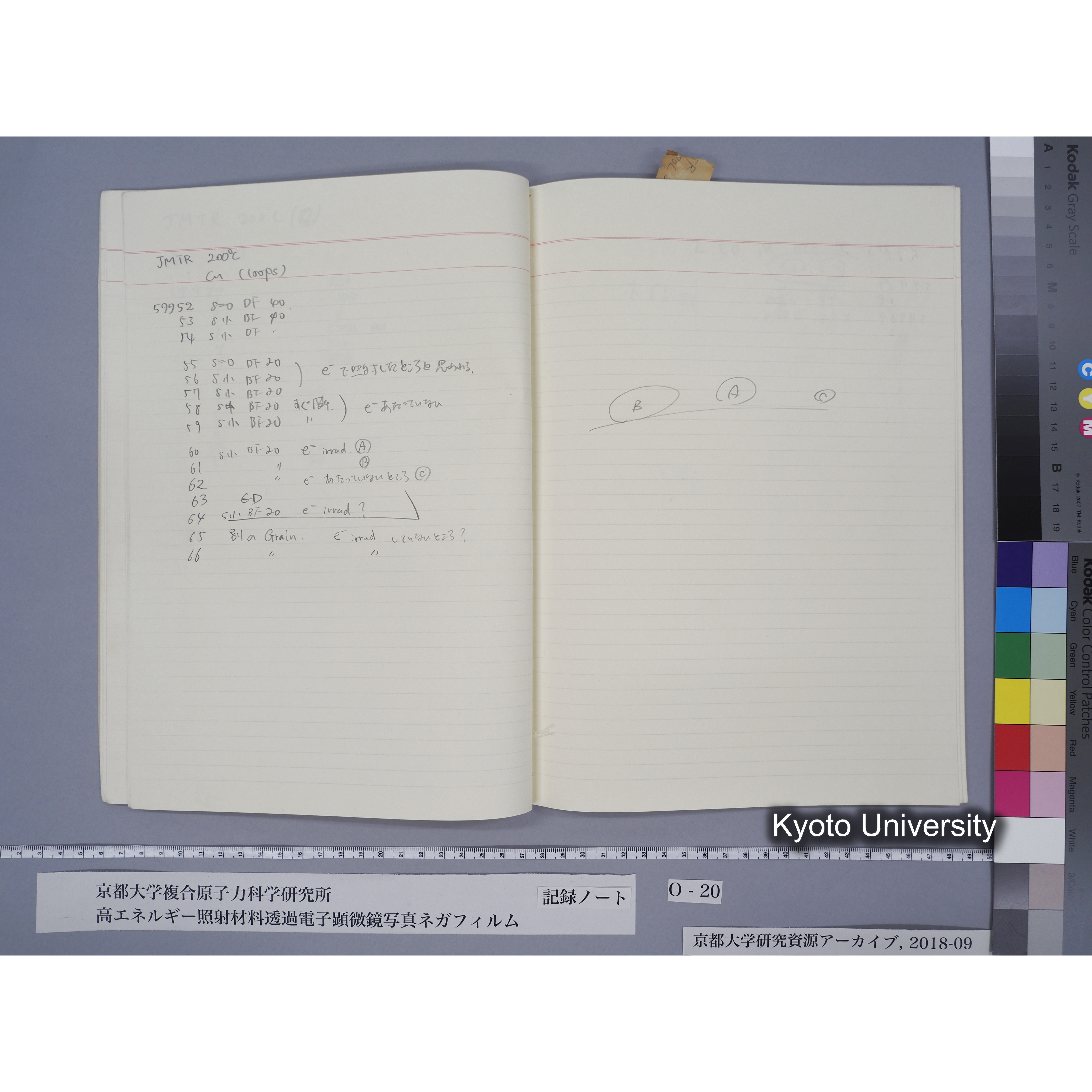 [記録ノート, Oシリーズ] 大洗TEMノートO-20 北大工 1989.10.13〜. 59596〜. (22)