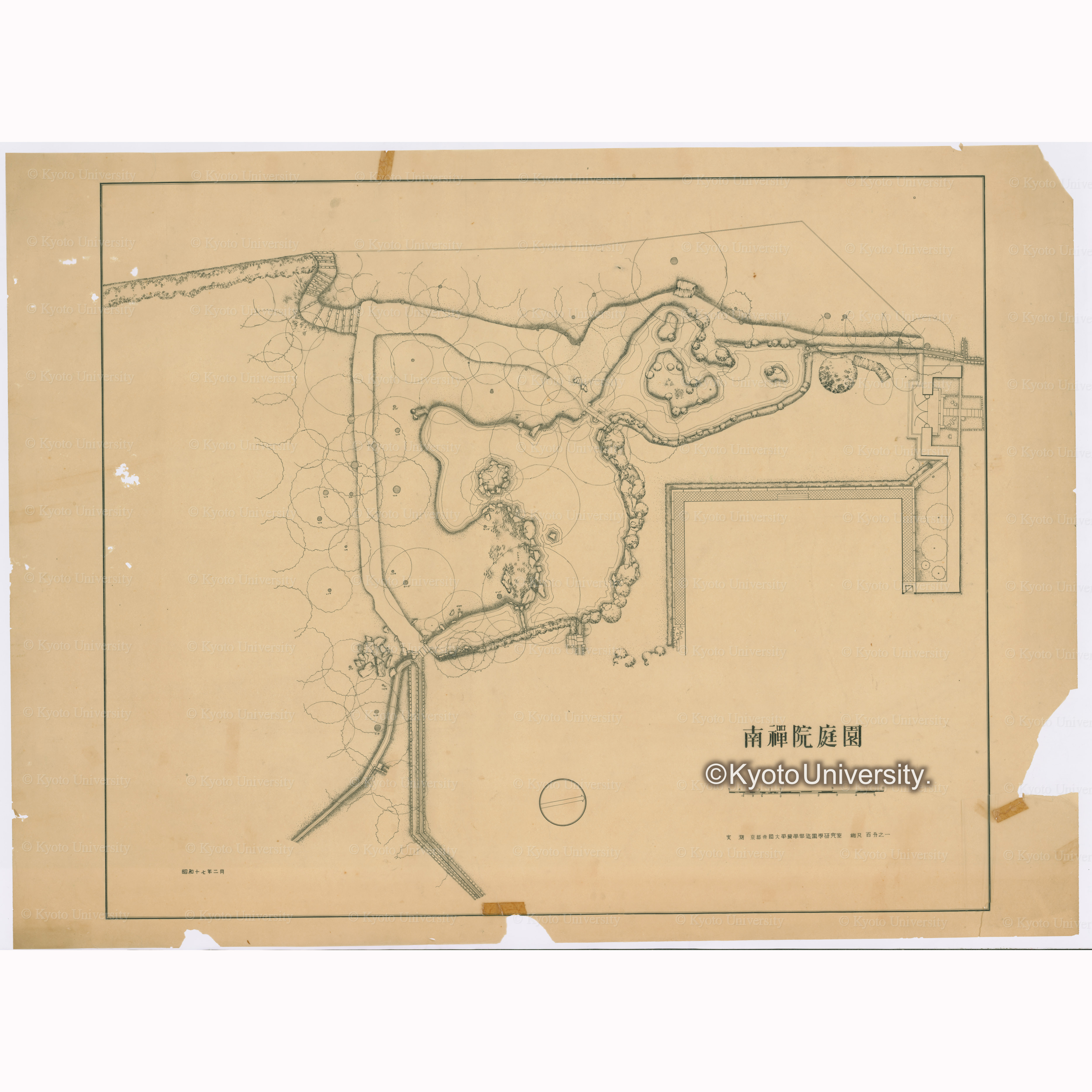 南禅院庭園　実測京都帝国大学農学部造園学研究室　縮尺百分之一　昭和十七年二月 (1)