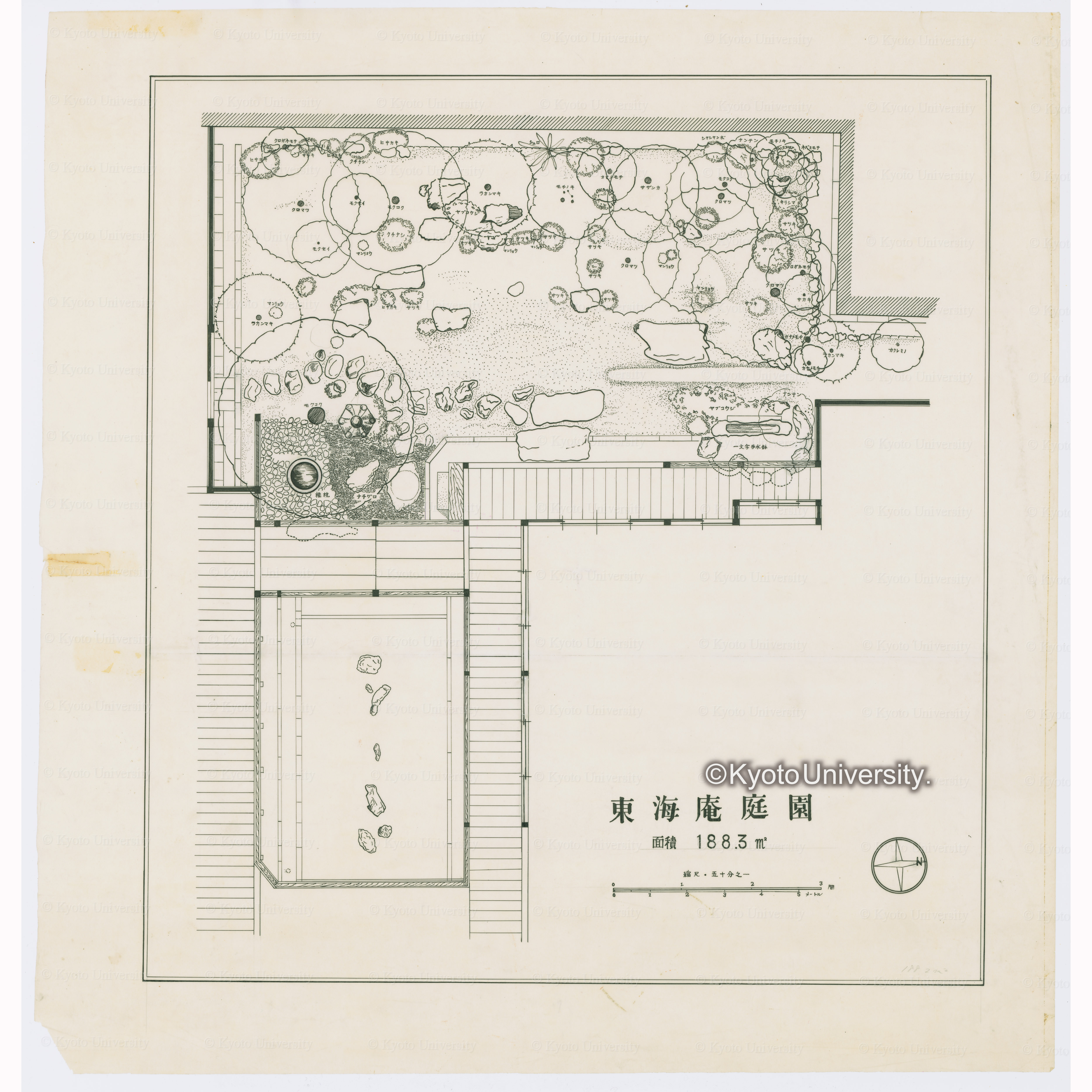 東海庵庭園　面積188.3㎡　縮尺・五十分之一 (1)