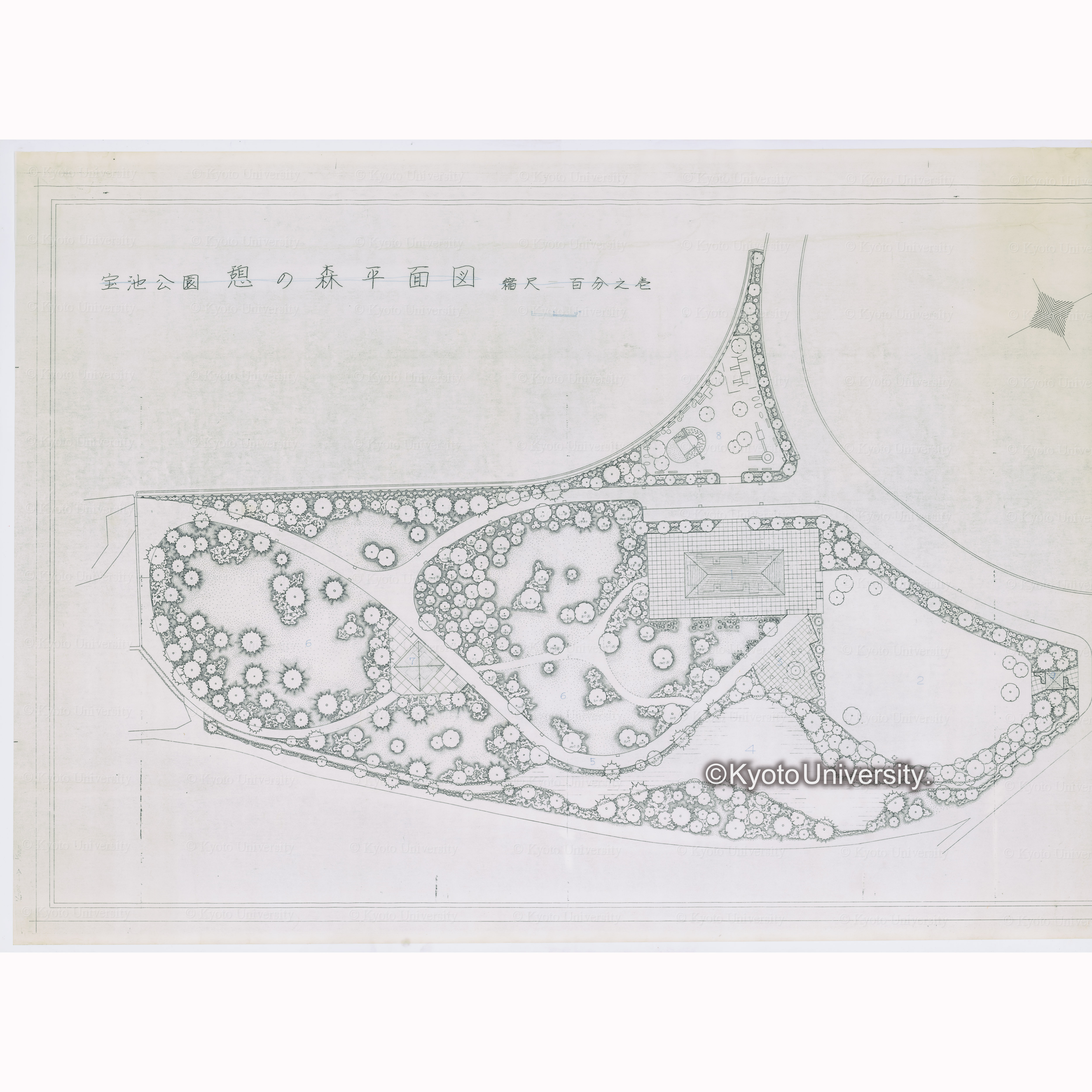 宝池公園 憩の森平面図 縮尺 百分之一 (1)