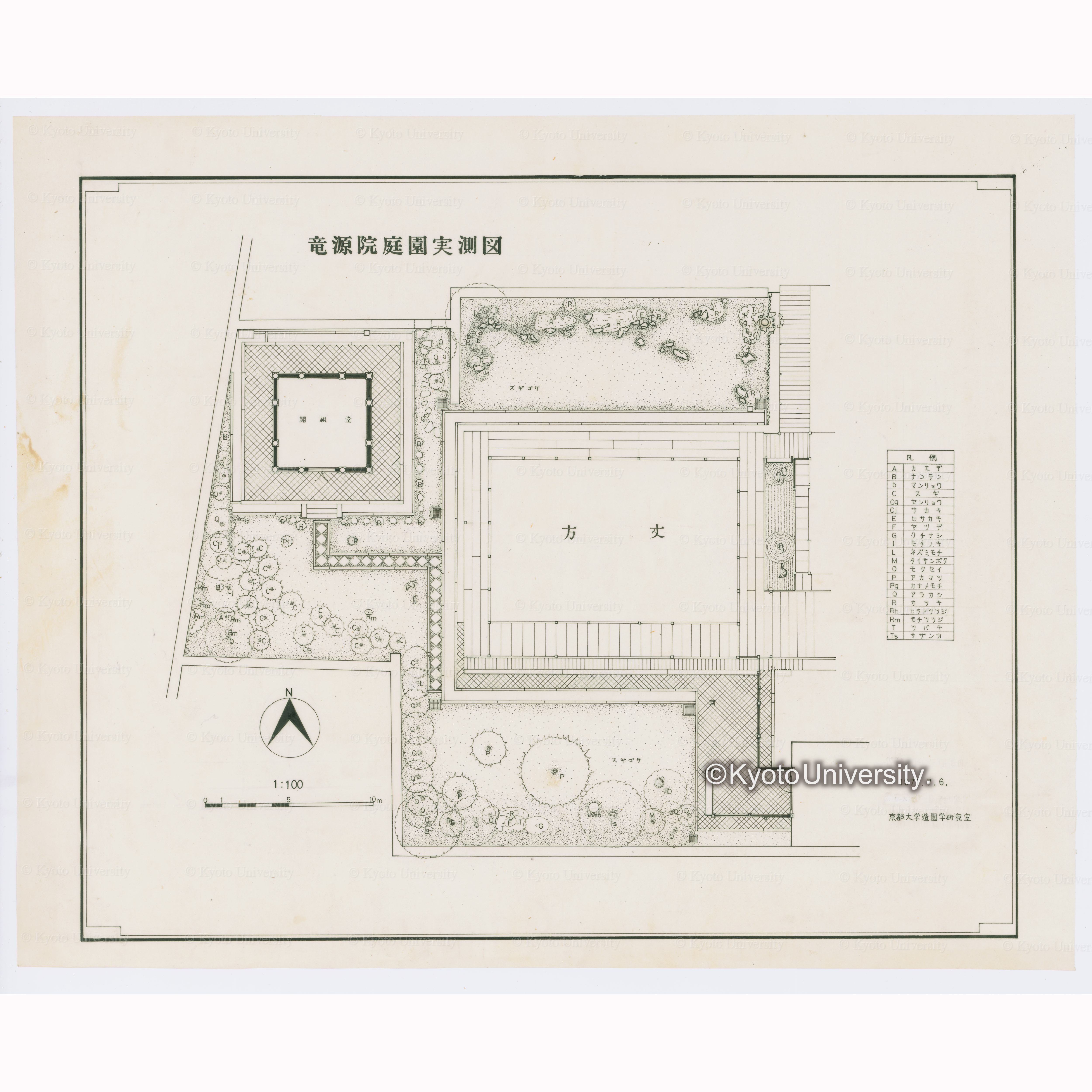 竜源院[龍源院]庭園実測図　1:100　1971.7.6.　京都大学造園学研究室 (1)