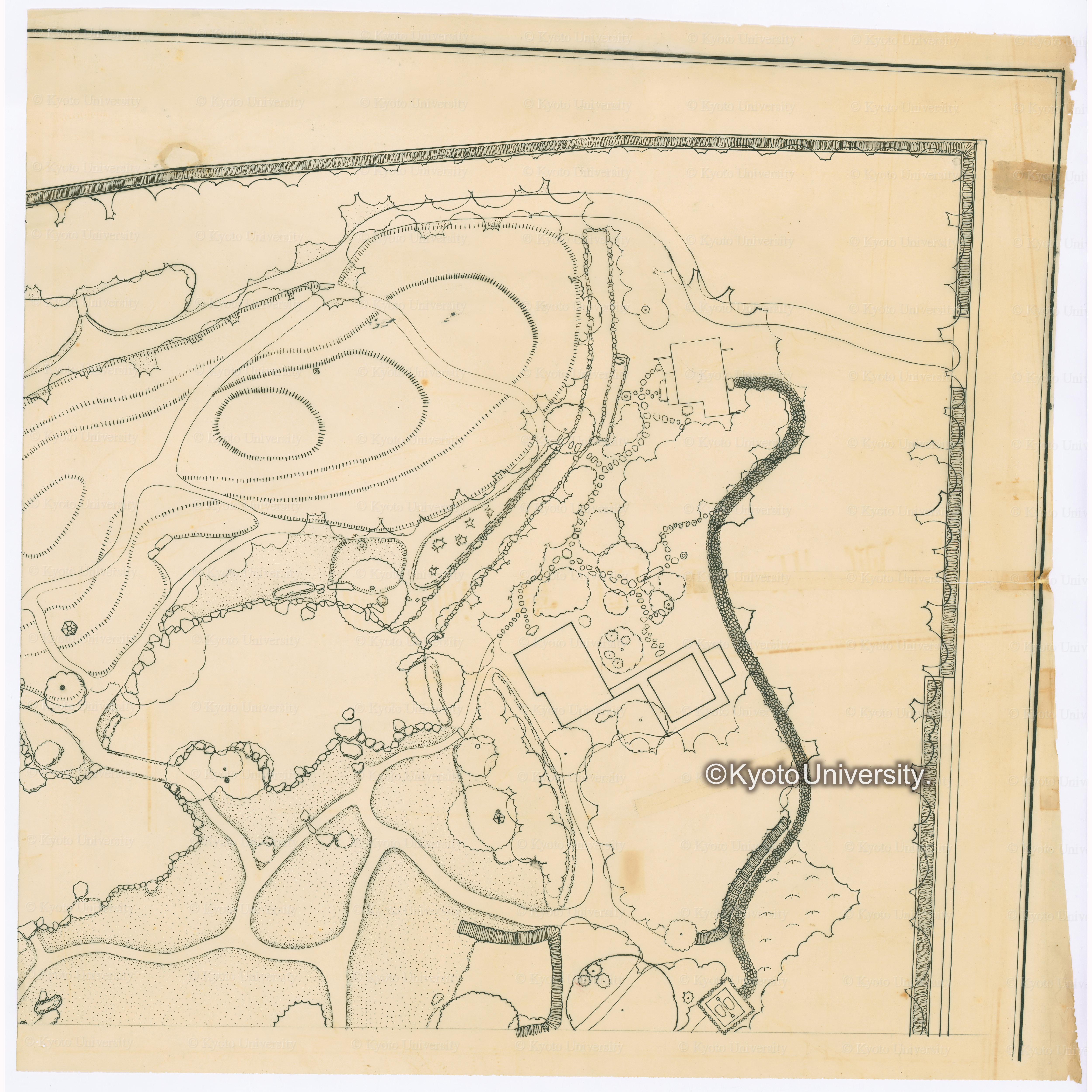 清風荘庭園実測図　縮尺1:100　京都大学農学部造園学研究室　1952.11. (2)